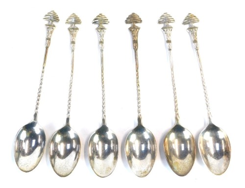 Appraisal: A set of six teaspoons each with a shaped and