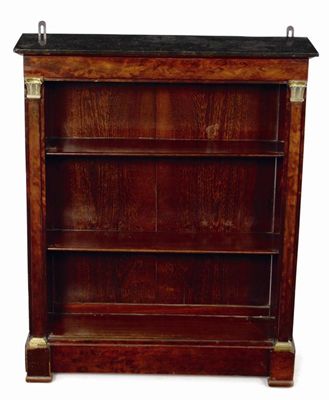 Appraisal: A French mahogany open bookcase the detachable marble top above