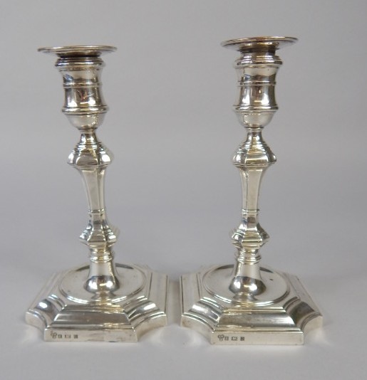 Appraisal: A pair of Elizabeth II silver candlesticks in mid thC