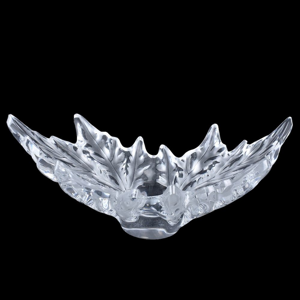 Appraisal: Lalique Champs Elysees Crystal Oval Bowl Lalique Champs Elysees Frosted