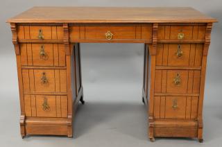 Appraisal: Eastlake Victorian walnut kneehole desk ht in top x Eastlake