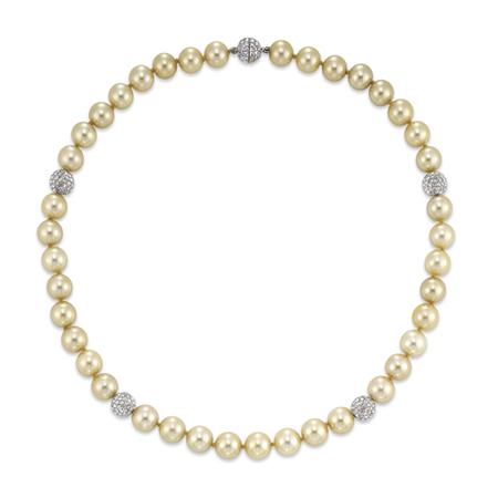 Appraisal: Golden Cultured Pearl and Diamond Necklace Estimate -