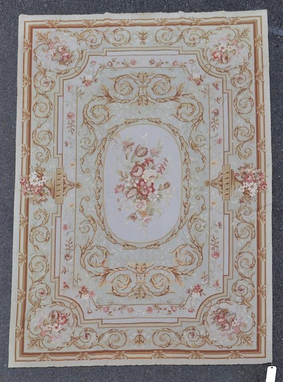 Appraisal: French Style Aubusson Woven Carpet with some wear soiling All