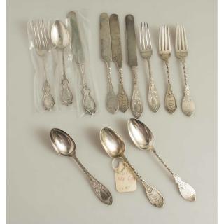 Appraisal: Four Silver Youth Sets Four silver piece youth sets of