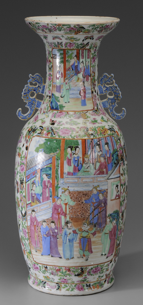 Appraisal: Famille Rose Urn Chinese th century finely decorated with large