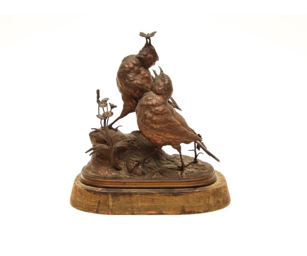 Appraisal: Ferdinand Pautrot - French cast bronze sculpture of two birds