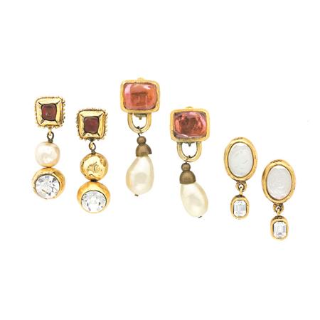 Appraisal: Three Pairs of Chanel Earrings Estimate -