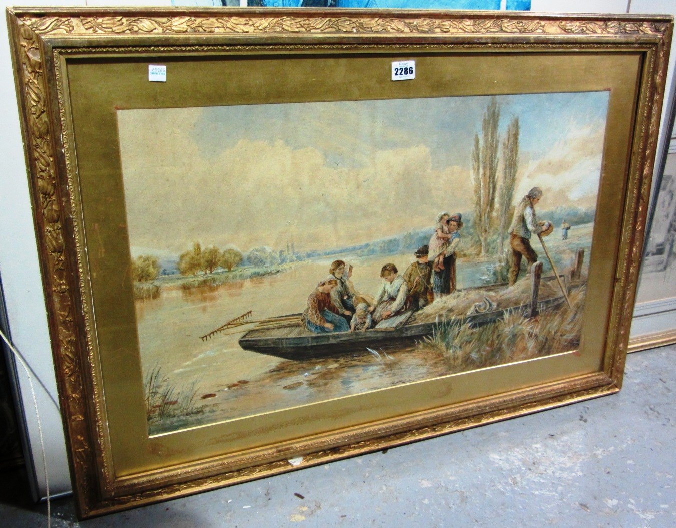 Appraisal: After Myles Birket Foster Family group in a punt watercolour