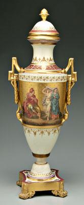 Appraisal: Royal Vienna porcelain urn hand painted classical scenes extensive gilt