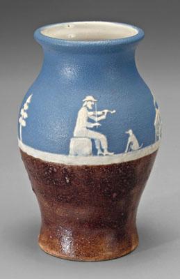 Appraisal: Pisgah Forest cameo pottery vase cameo figures of fiddler dog