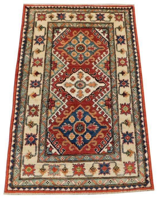 Appraisal: RUG Uzbek Kazak ' x ' hand knotted in Uzbekistan