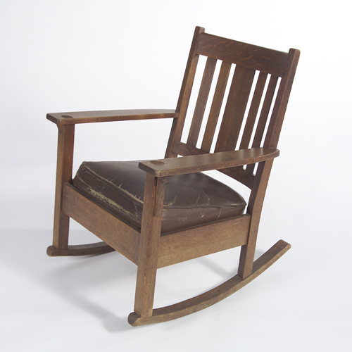 Appraisal: Limbert open arm rocker with five vertical backslats and drop-in