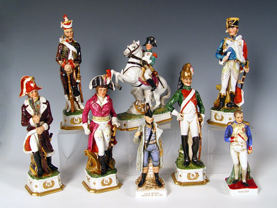 Appraisal: GROUP OF CAPO-DI-MONTE FRENCH SOLDIERS Cavalry and infantrymen - ''h