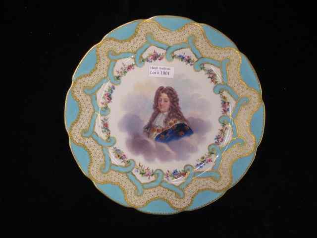 Appraisal: Sevres Porcelain Royalty Cabinet Plate King Louis enameled floral garland