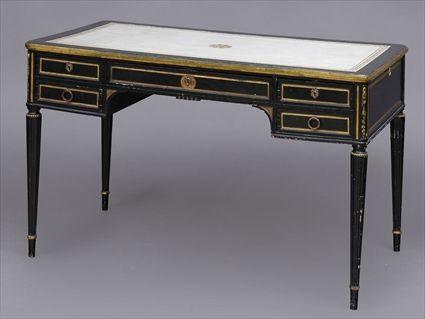 Appraisal: LOUIS XVI-STYLE BLACK LACQUER AND PARCEL GILT BUREAU PLAT The