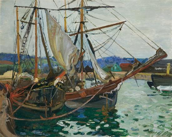 Appraisal: LEVER RICHARD HAYLEY American - ''Fishing Boats Gloucester'' oil on