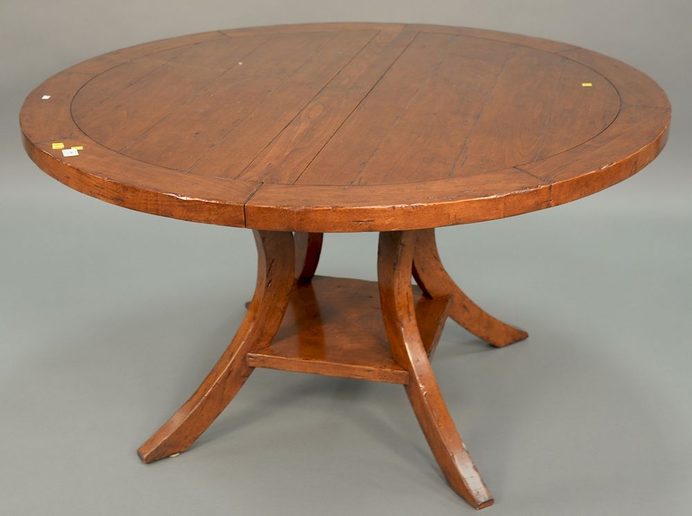 Appraisal: Round pedestal table with one inch leaf ht in dia