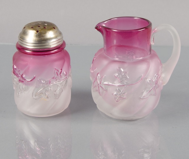 Appraisal: Northwood Rubina Sugar Shaker Cream PitcherIn Royal Ivy Each in