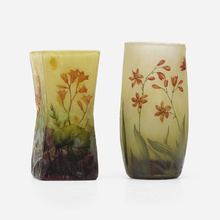 Appraisal: Daum Vases set of two France c acid-etched and enameled