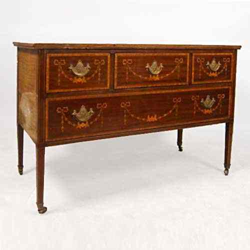 Appraisal: An English Edwardian Mahogany Marquetry Chest of Drawers early th