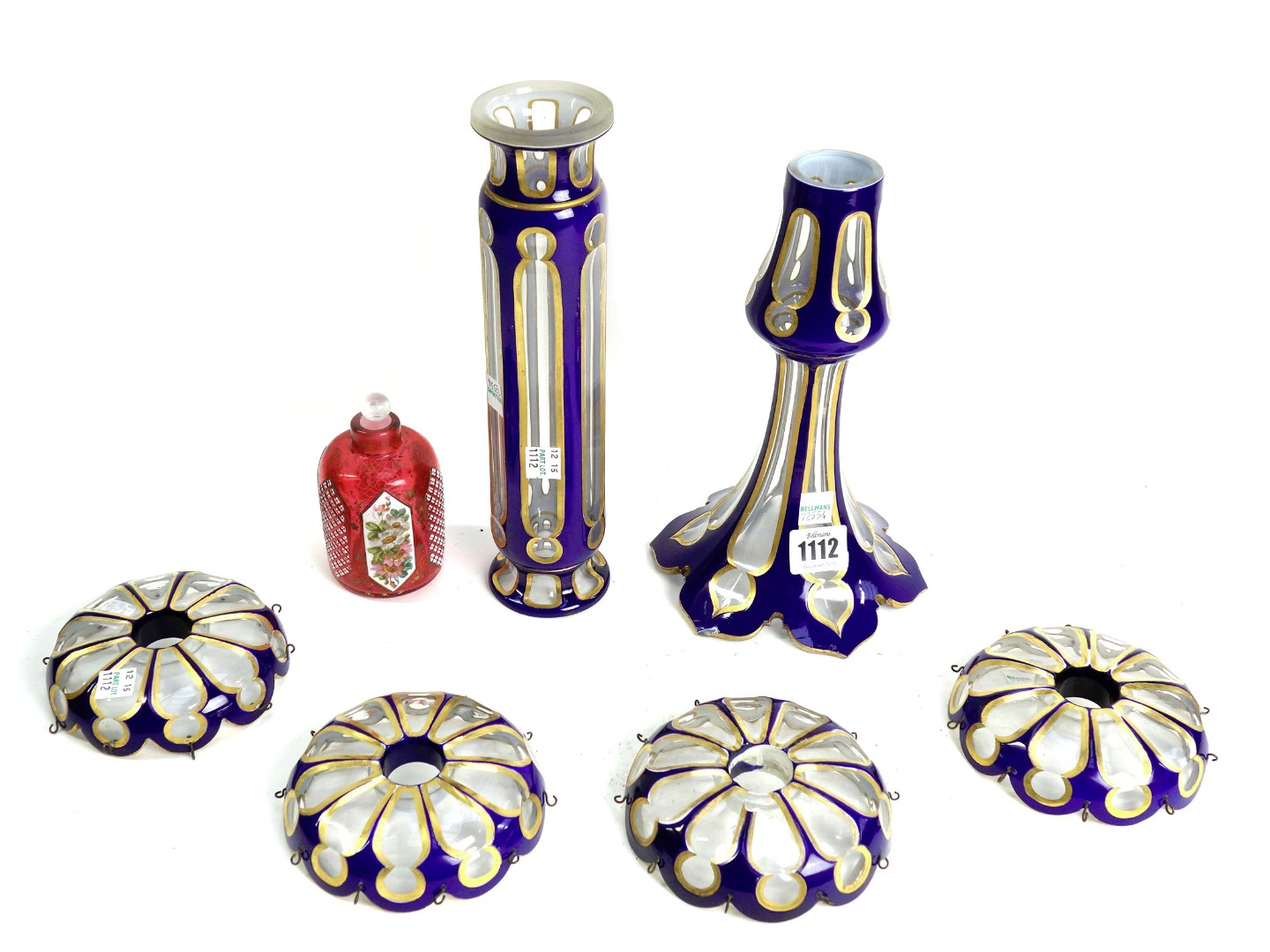 Appraisal: A quantity of parts from a clear and blue glass