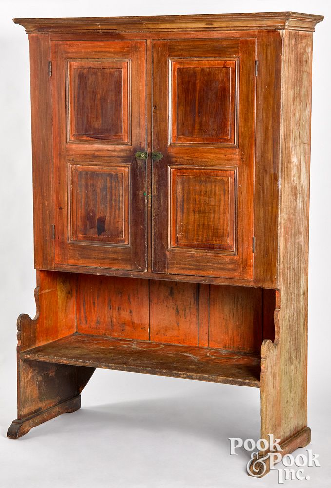 Appraisal: Pennsylvania stained poplar cupboard th c Pennsylvania stained poplar cupboard