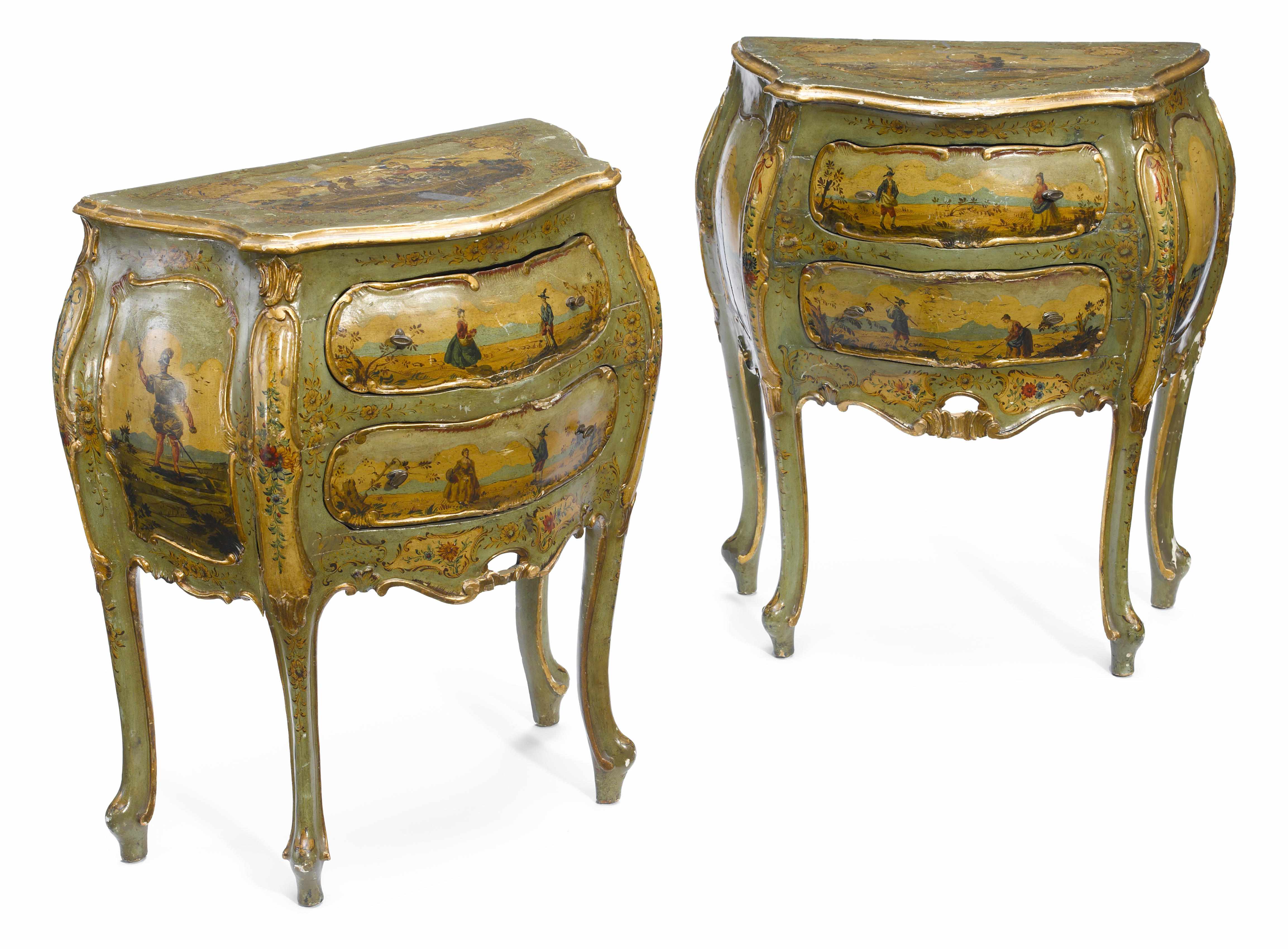 Appraisal: A pair of Italian Rococo style parcel gilt and paint