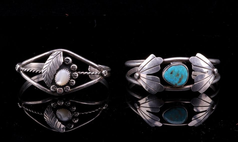 Appraisal: Navajo Sterling Silver Turquoise Bracelets Pair Featured in this lot