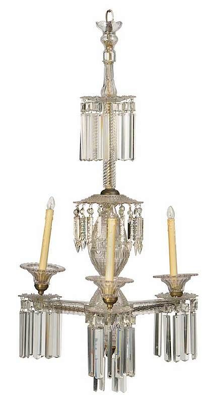 Appraisal: Crystal Three Light Chandelier late th early th century three