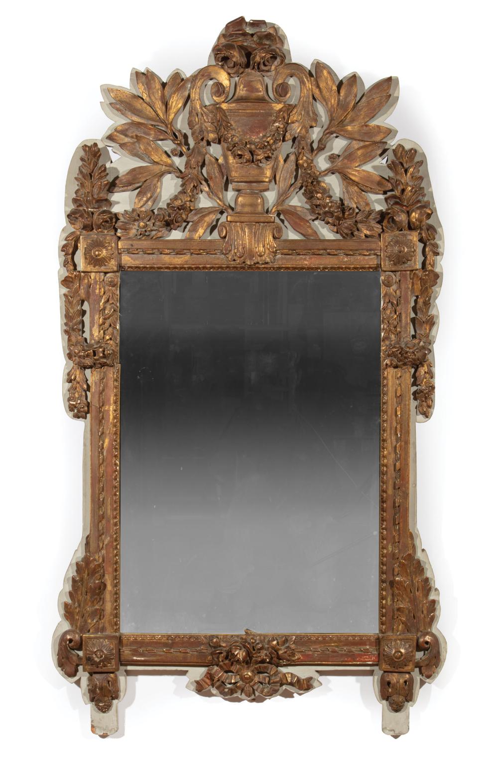 Appraisal: Louis XVI-Style Painted and Parcel Gilt Mirror th c crest