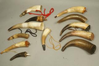 Appraisal: Lot Horn Powder Flasks Assorted size and colo Lot Horn