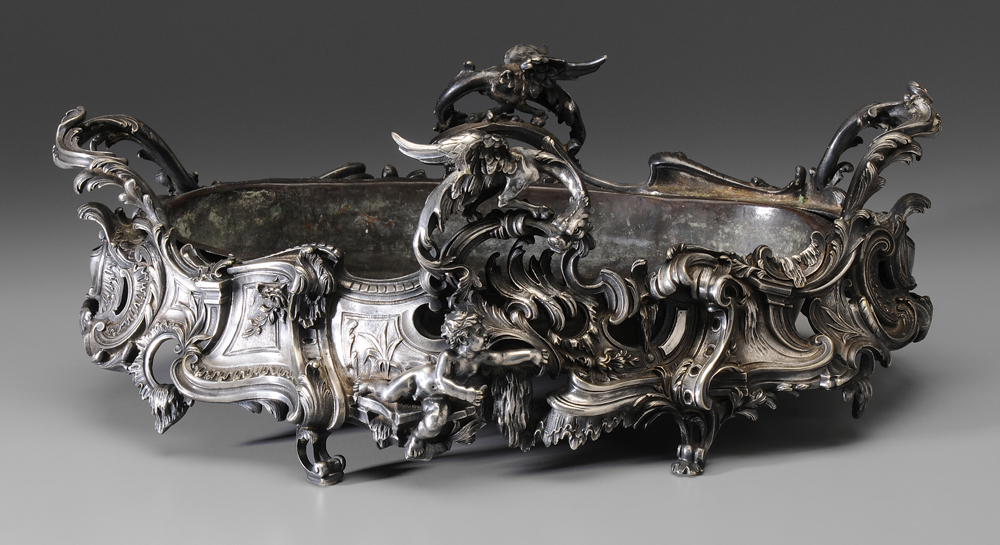 Appraisal: Rococo Style Silver-Plated Jardini re Continental probably th century openwork