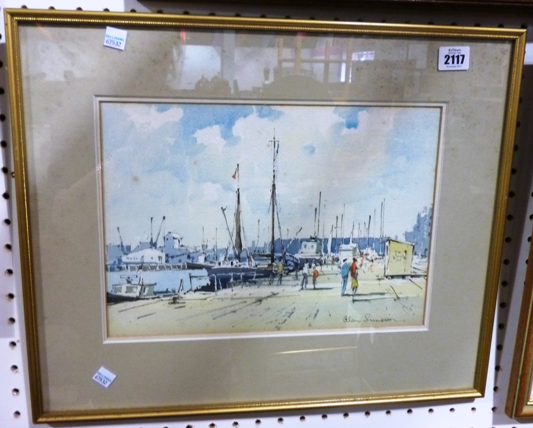 Appraisal: Alan Simpson Poole Harbour watercolour and pen and ink