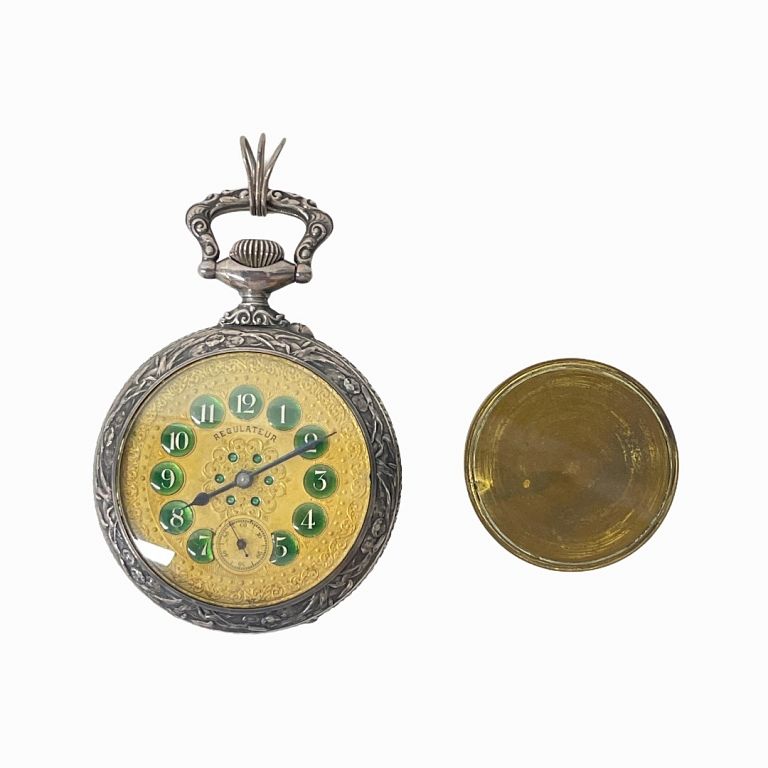 Appraisal: Rare Railroad Regulateur Pocket Watch and Compass Pocket Watch is