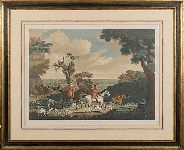 Appraisal: English Foxhunt Engraving English a th century reproduction of a