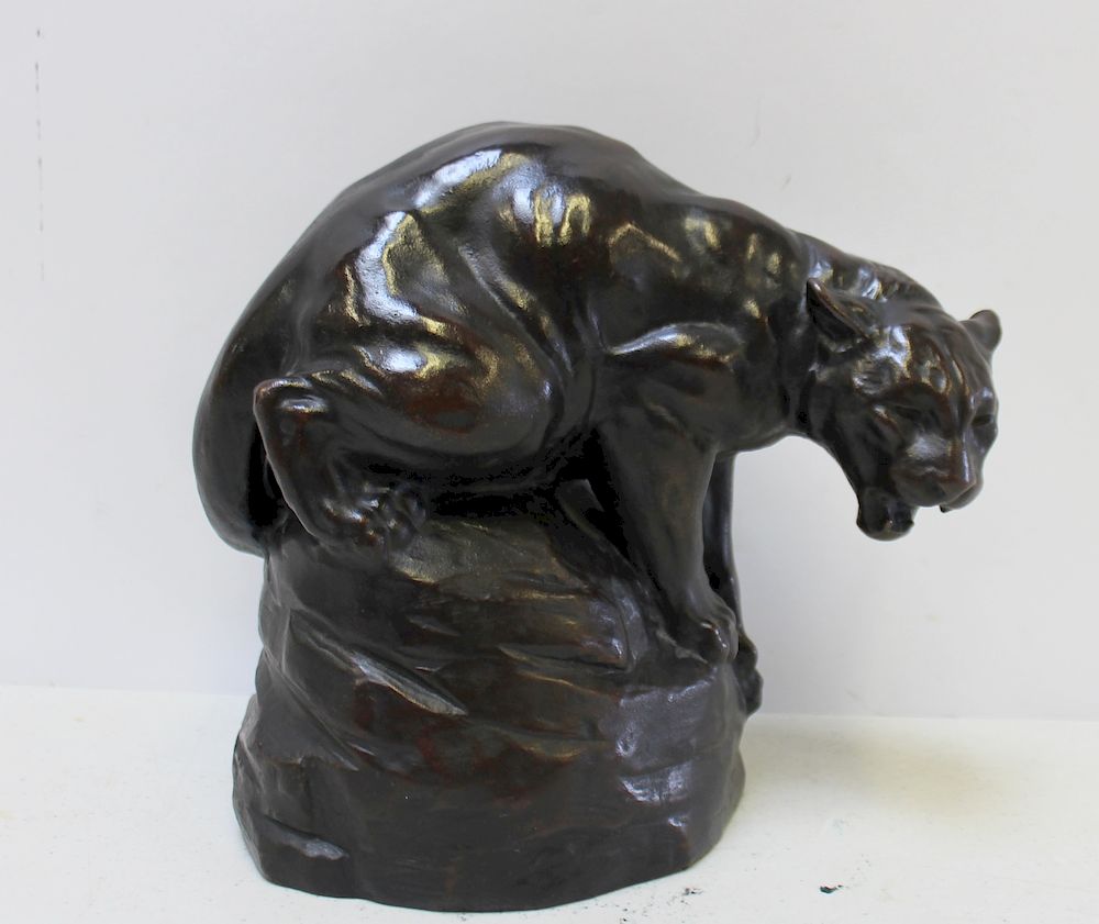 Appraisal: Joseph Boulton USA - Bronze Cougar Nice original dark brown