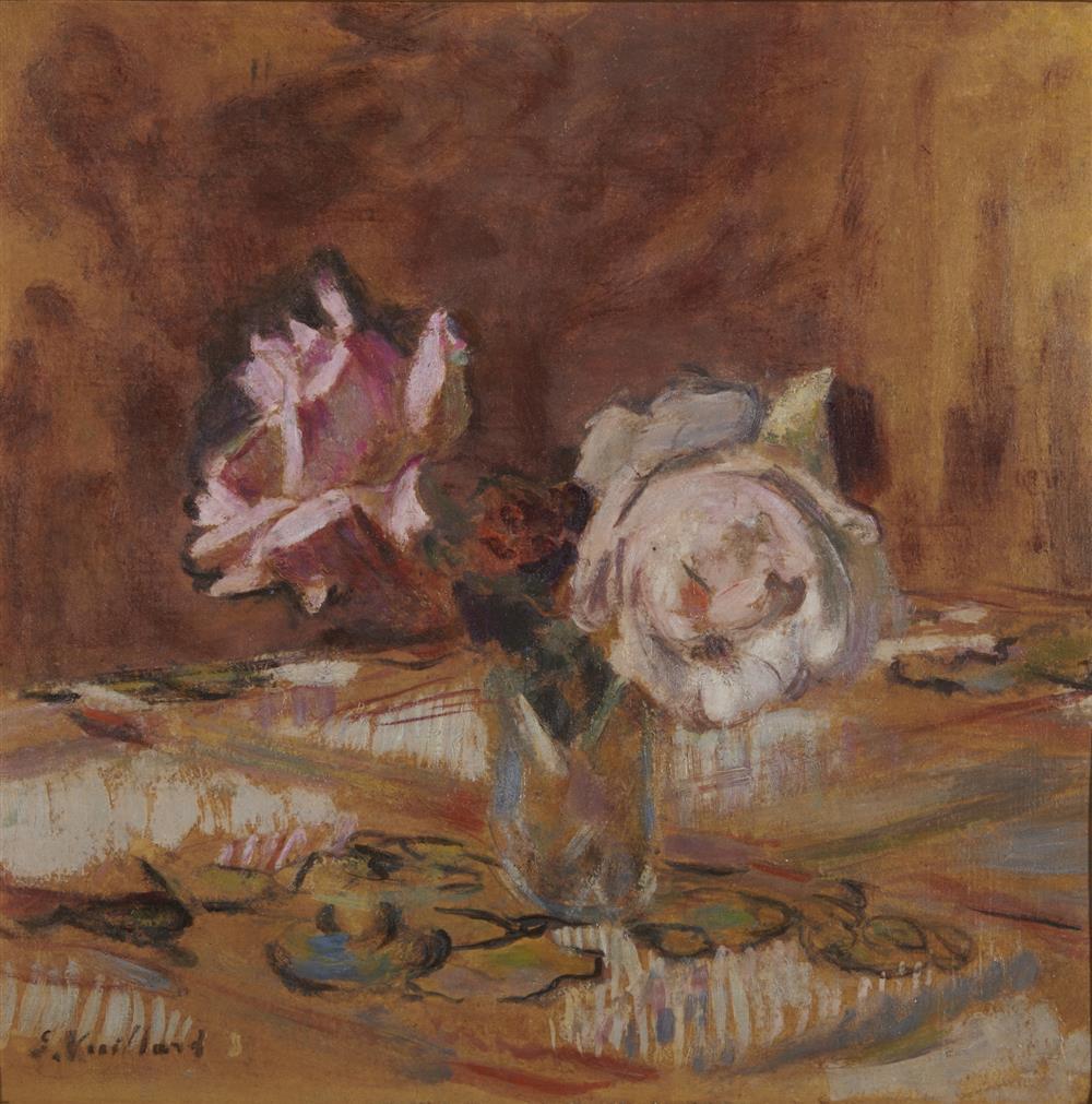 Appraisal: DOUARD VUILLARD French - Pink Roses - oil on cardboard