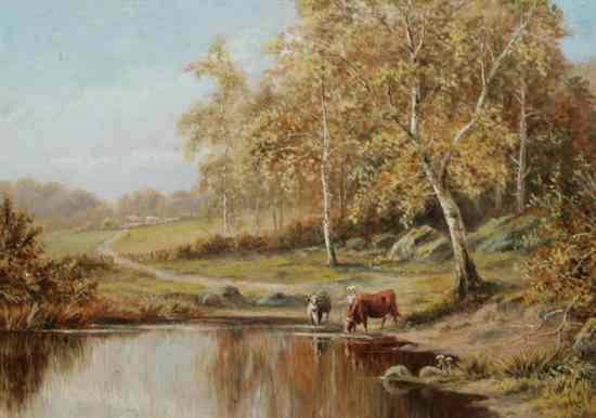 Appraisal: ROBERT MANN British fl - WATERING THE COWS signed lower