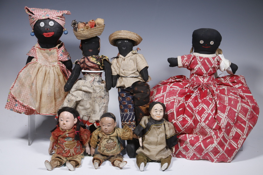 Appraisal: DOLL LOT Collection of Asian and Black dolls in traditional