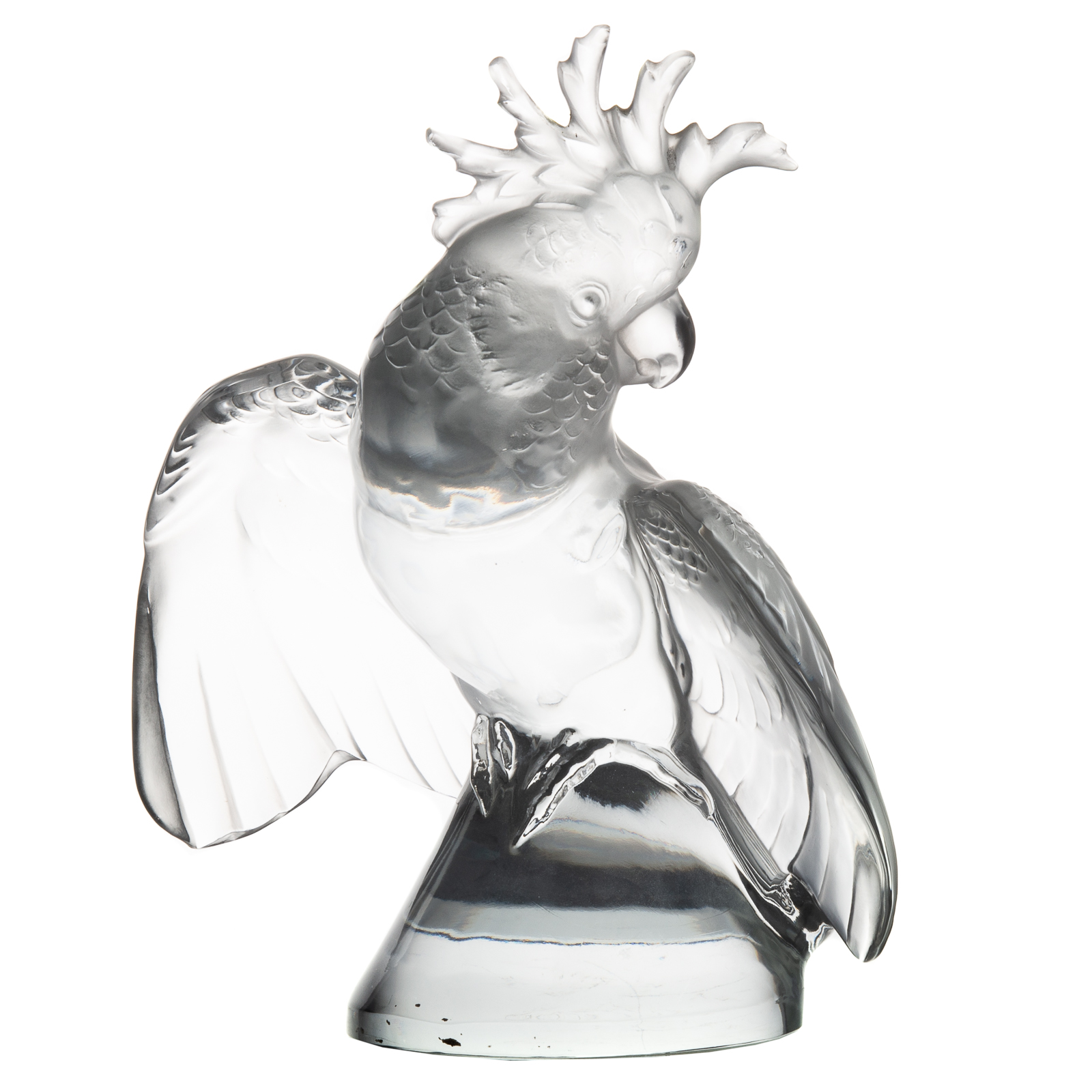 Appraisal: LALIQUE PARTIALLY FROSTED CRYSTAL COCKATOO Perched on conical base acid