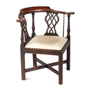 Appraisal: A Chippendale Carved Walnut Corner Chair Mid-Atlantic States Circa Height