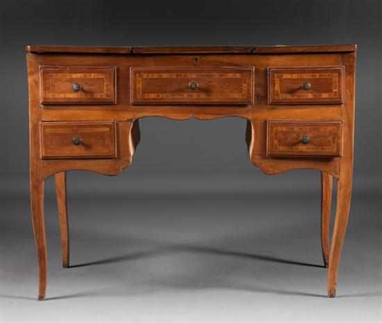 Appraisal: Italian banded inlaid walnut poudreuse th century center section lifts