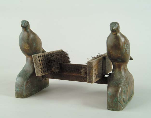 Appraisal: FINE BRONZE DOUBLE DOVE FIGURAL BOOT SCRAPER Bookend type form