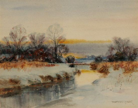 Appraisal: William Merritt Post American - River Landscape Winter Signed W