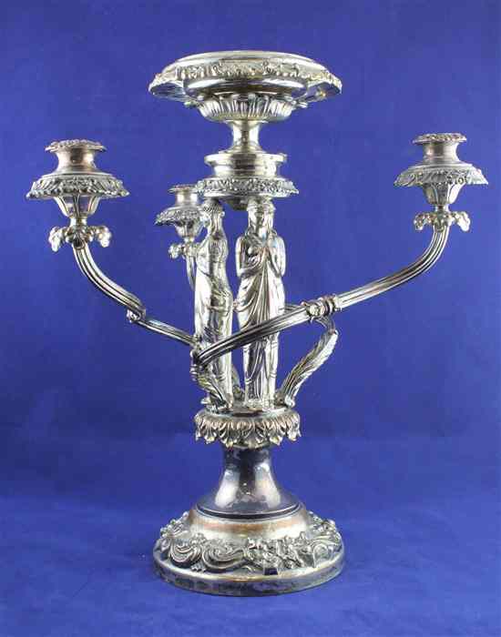 Appraisal: A Victorian silver plated centrepiece four light candelabrum with foliate