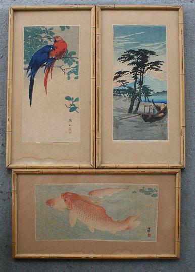 Appraisal: JAPANESE WOODBLOCK PRINT LOT TO INCLUDE Ohara Shoson - Carp