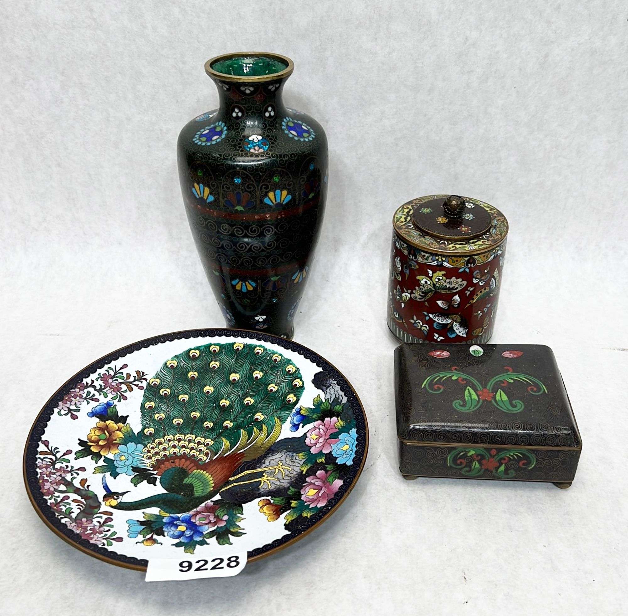 Appraisal: pieces of Chinese Japanese cloisonneVase stands in height