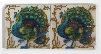 Appraisal: A pair of Carter's Poole Pottery tiles each tubeline decorated