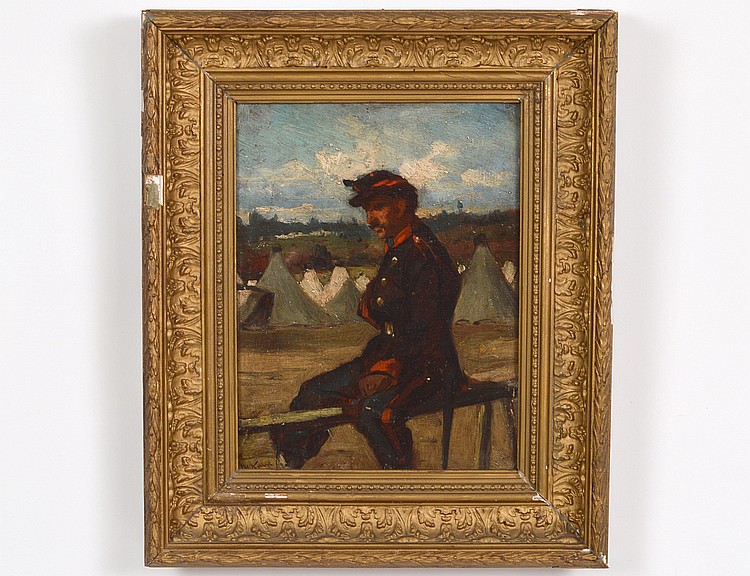 Appraisal: HERMANUS WILLEM KOEKKOEK DUTCH - Soldier Resting in an Encampment