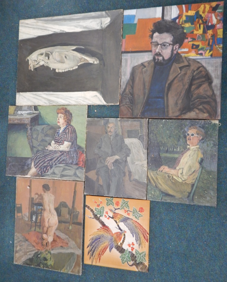 Appraisal: Various oil paintings mostly unsigned some bearing the name J